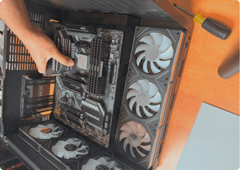 Place the motherboard in the case